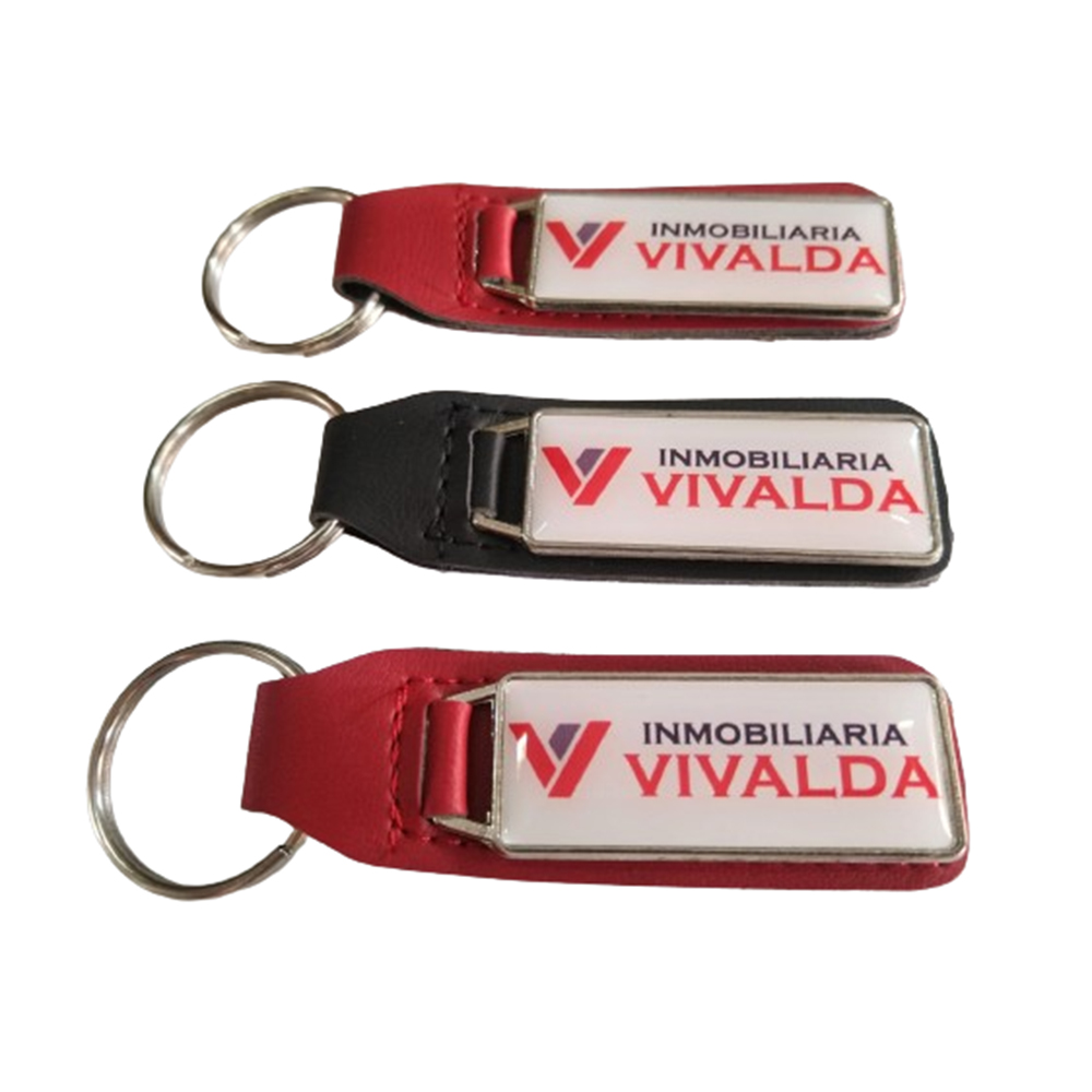 Llaveros Eco Cuero Color Doble Dome