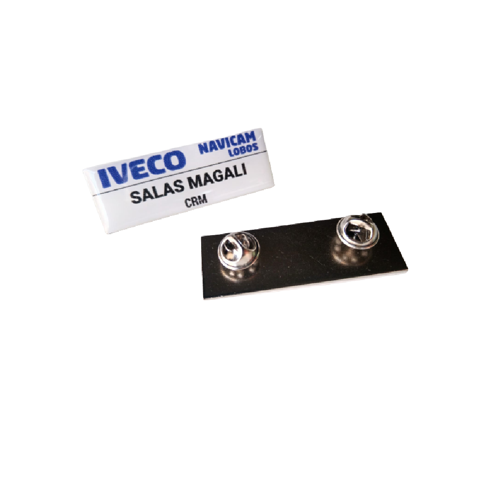 Identificador NameTag Con Snap Metalico 55×20