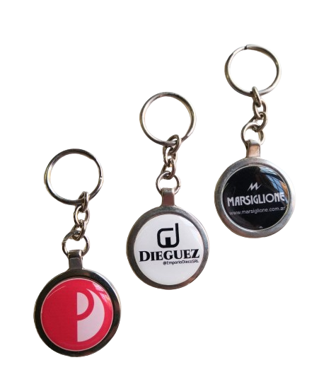 Llavero Metálico C/Cadena y Dome Frente