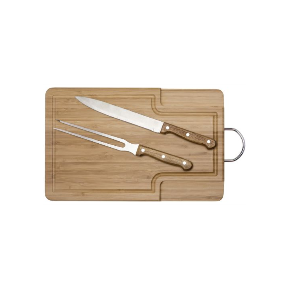 Tabla Madera C/Cuchillo y Tenedor Asador EB436